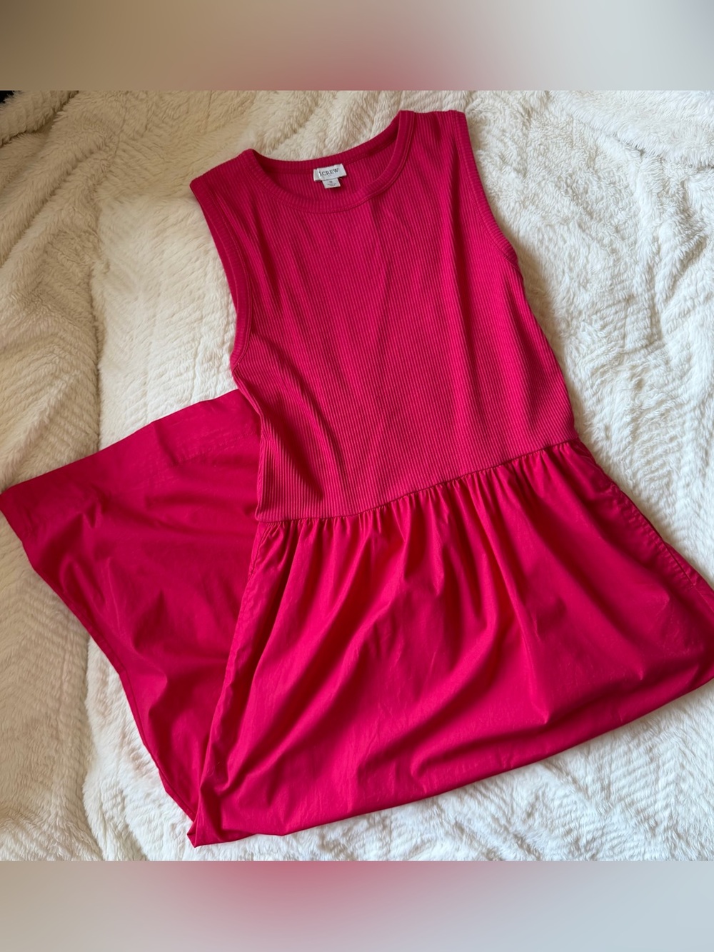 J. Crew Factory Hot Pink Sleeveless Ribbed Midi Dress Small